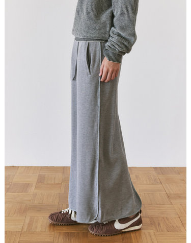 SIST9074 와플 밴딩 롱 스커트_Melange gray