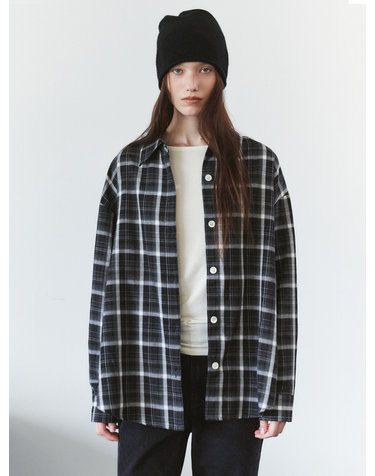 SITP5311 워시드 체크 셔킷_Black