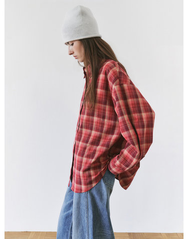 SITP5311 워시드 체크 셔킷_Red