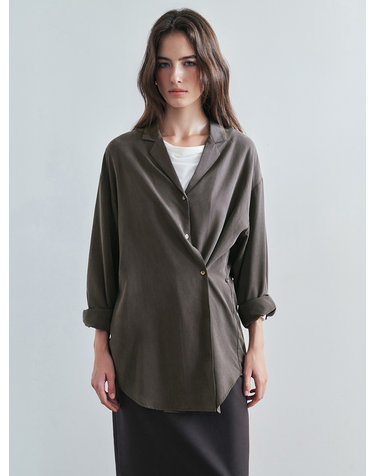 SITP5306 소프트 오픈 카라 랩 셔츠_Brown