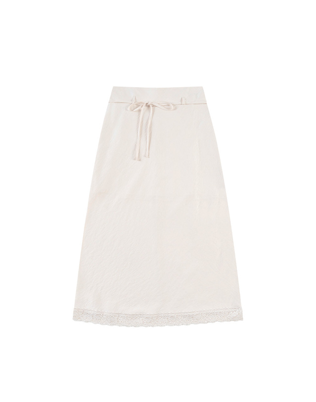 시야쥬 SIST9059 레이스 실키 롱 스커트_Cream 아이보리 착용컷