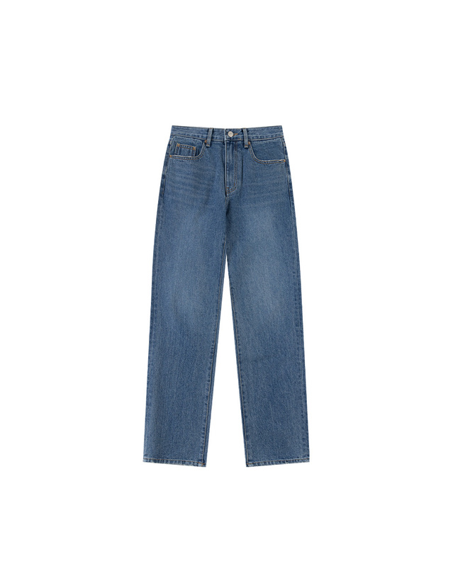 시야쥬 SIJN6105 스트레이트 칼럼 진_Medium blue 블루 착용컷