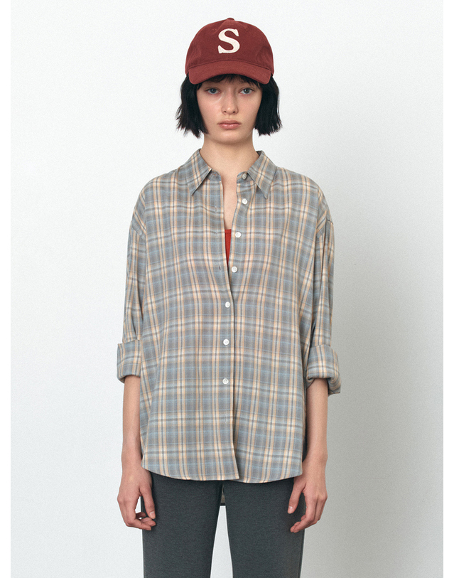 시야쥬 SITP5246 소프트 멀티 체크 셔츠_Blue gray 그레이 착용컷