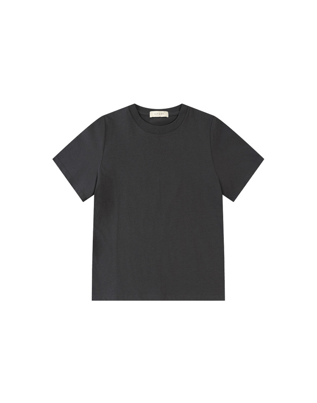 시야쥬 SITP5242 슬림 레귤러 반팔 티셔츠_Charcoal 그레이 착용컷