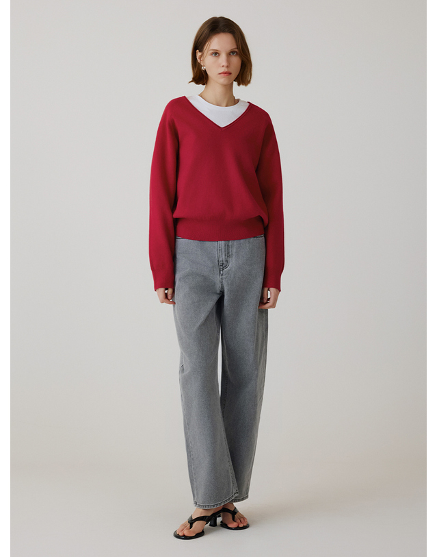 시야쥬 SIJN6111 발란스 커브드 컬러 데님_Vintage gray 그레이 착용컷