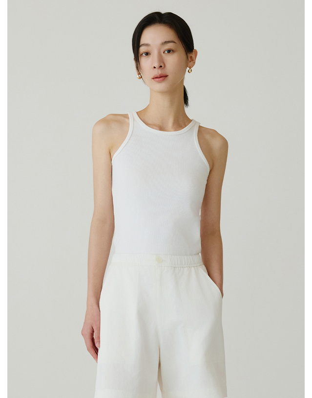 시야쥬 SITP5271 베이직 라운드넥 크롭 나시탑_Ivory 아이보리 착용컷