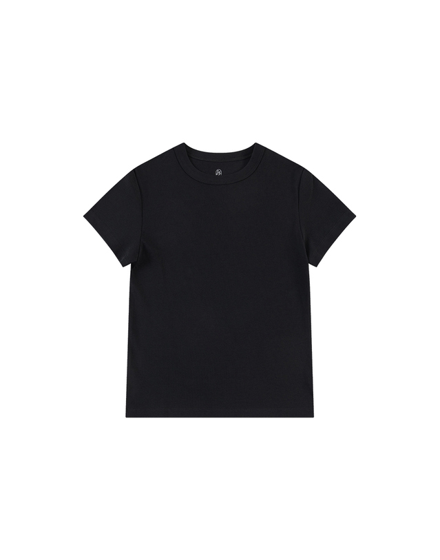 시야쥬 SITP5275 슬림 골지 반팔 티셔츠_Black 블랙 착용컷