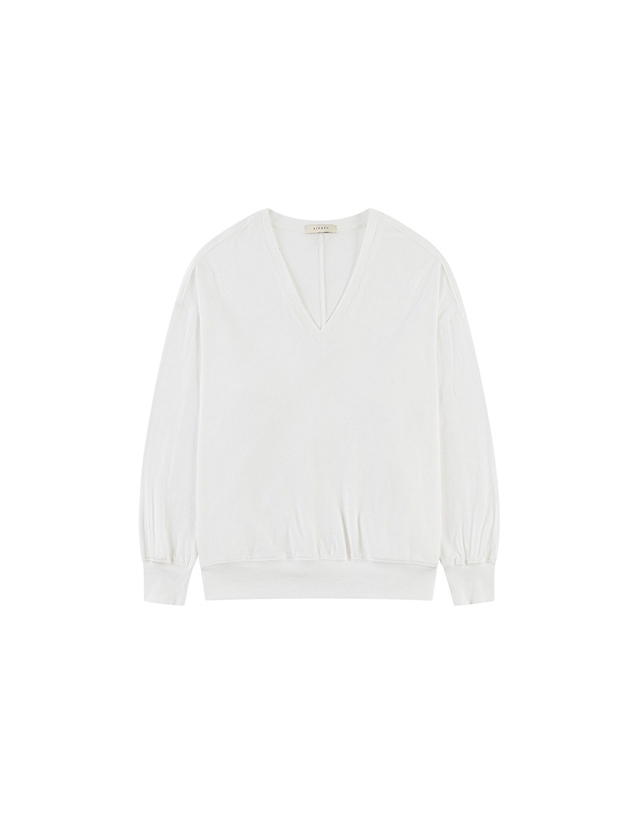 시야쥬 SITP5274 브이넥 가오리 컴포트 티셔츠_Ivory 아이보리 착용컷
