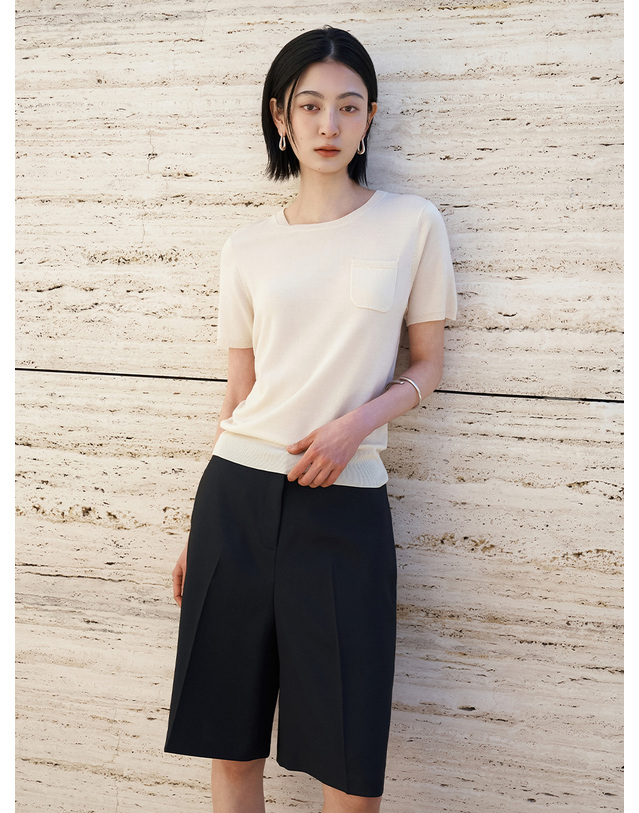 시야쥬 SIPT7200 미니멀 버뮤다 팬츠_Black 블랙 착용컷