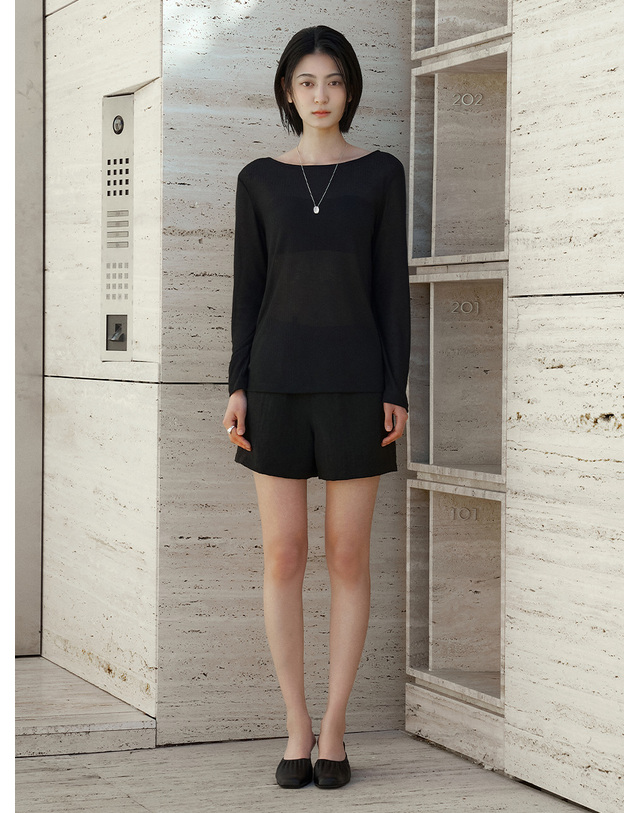 시야쥬 SIPT7198 리조트 시스루 밴딩 쇼츠_Black 블랙 착용컷