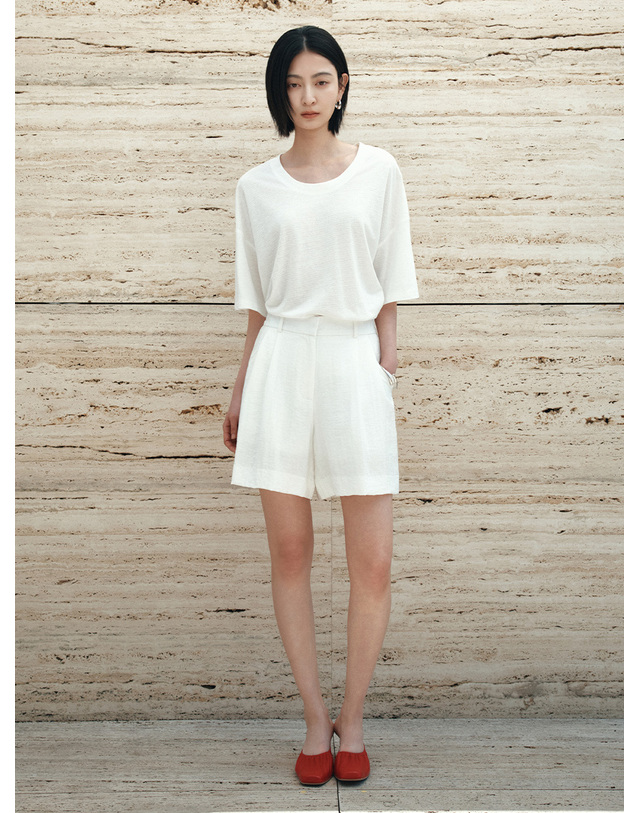 시야쥬 SIPT7195 라운지 소프트 쇼츠_White 흰색 착용컷