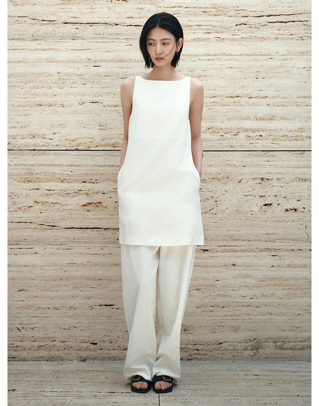 시야쥬 SIA8041 클래식 린넨 미니 원피스_Ivory 아이보리 착용컷