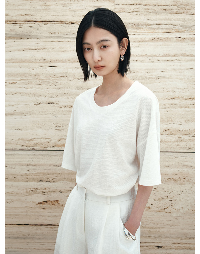 시야쥬 SITP5302 유넥 ST 반팔 티셔츠_White 흰색 착용컷