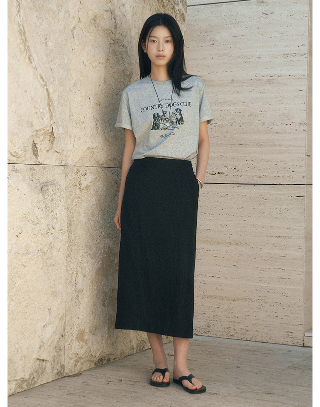 시야쥬 SITP5296 COUNTRY DOGS CLUB 반팔 티셔츠_Melange gray 그레이 착용컷