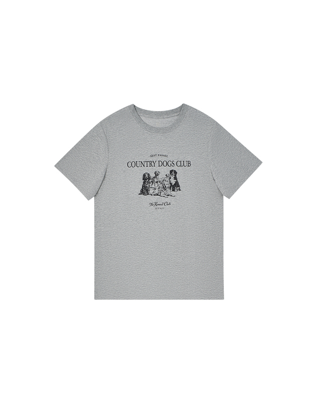 시야쥬 SITP5296 COUNTRY DOGS CLUB 반팔 티셔츠_Melange gray 그레이 착용컷