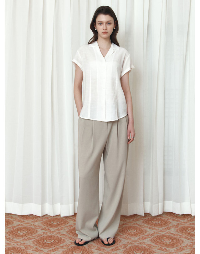 시야쥬 SIPT7205 브리즈 와이드 슬랙스_Khaki beige 카키 착용컷