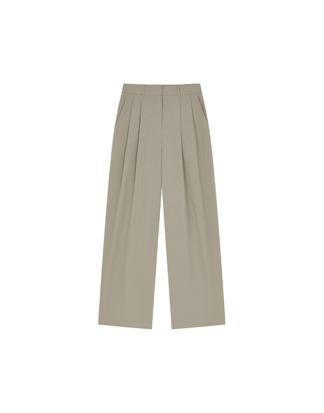시야쥬 SIPT7205 브리즈 와이드 슬랙스_Khaki beige 카키 착용컷