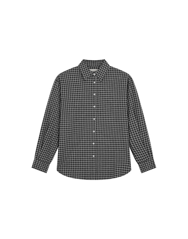 시야쥬 SITP5299 썸머 체크 셔츠_Black 블랙 착용컷