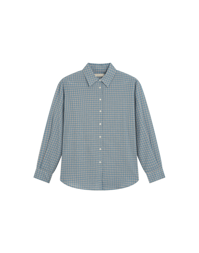 시야쥬 SITP5299 썸머 체크 셔츠_Pale blue 블루 착용컷