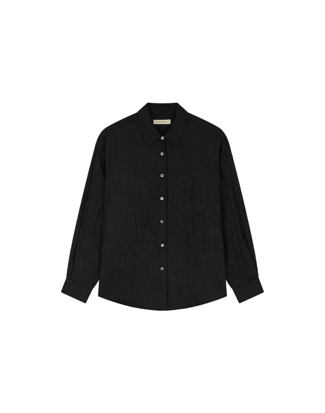 시야쥬 SITP5291 슬로우 링클 셔츠_Black 블랙 착용컷