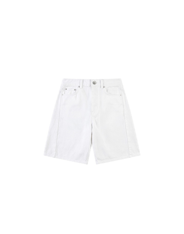 시야쥬 SIJN6108 버뮤다 데님 쇼츠_White 흰색 착용컷