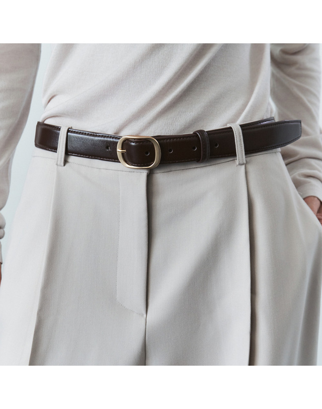 시야쥬 SIAC3154 Solid Buckle Belt_Brown 브라운 착용컷