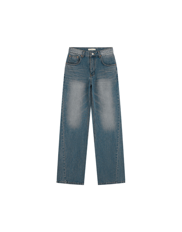 시야쥬 SIJN6119 레귤러 커브드 데님_Vintage blue 블루 착용컷