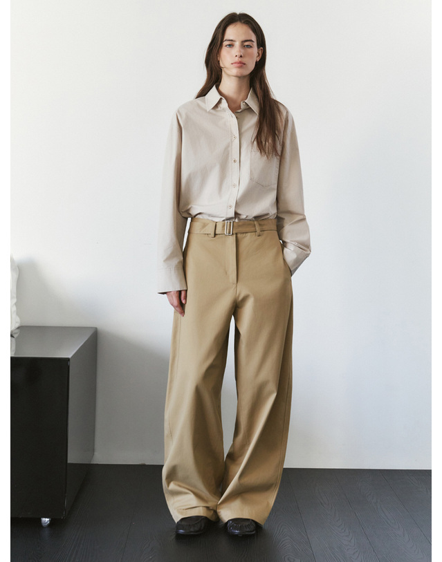 시야쥬 SITP5303 워시드 스티치 코튼 셔츠_Light beige 베이지 착용컷