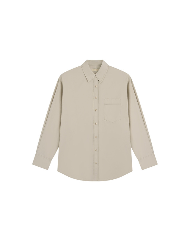 시야쥬 SITP5303 워시드 스티치 코튼 셔츠_Light beige 베이지 착용컷