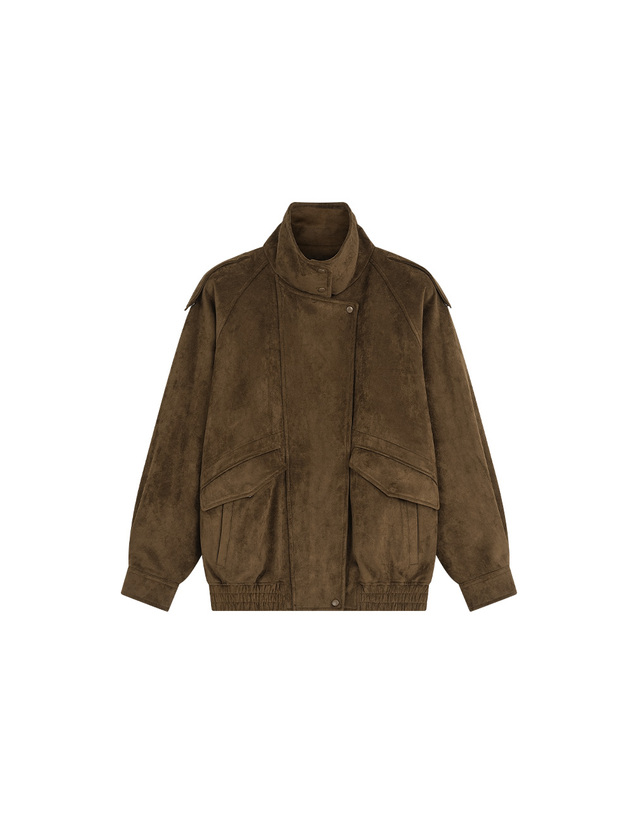 시야쥬 SIOT4209 에디트 스웨이드 자켓_Khaki brown 브라운 착용컷
