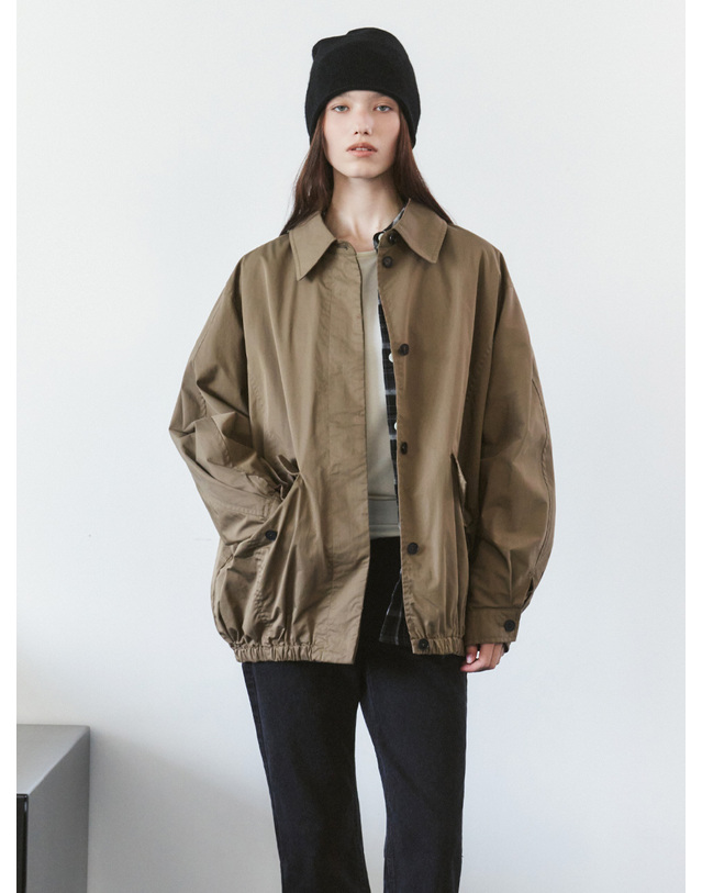 시야쥬 SIOT4207 오버핏 돌먼 블루종_Khaki brown 브라운 착용컷