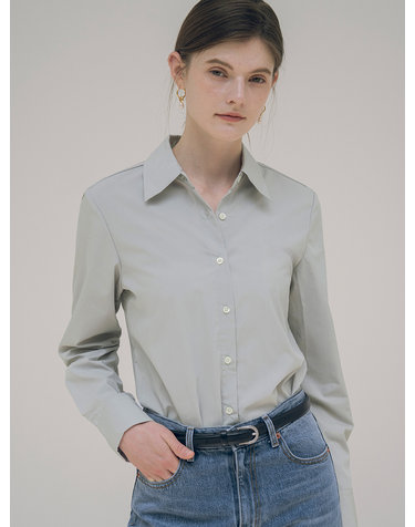 SITP5070 regular-fit signature shirt_Olive gray
