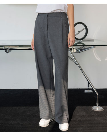 SIPT7022 One Tuck Side Banding Slacks_Charcoal