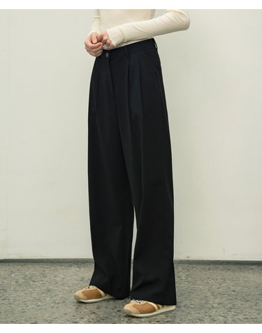 [L:10/13 예약발송] SIPT7052 muse two tuck wide slacks_Black