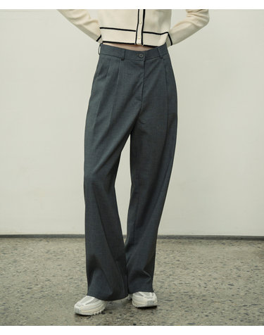 SIPT7052 muse two tuck wide slacks_Charcoal