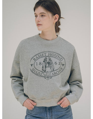 SITP5072 basset hound sweat shirt_Melange gray