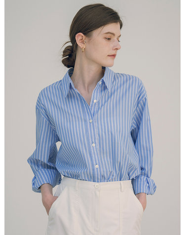 시야쥬 SITP5100 루즈 핏 스트라이프 셔츠_Light blue