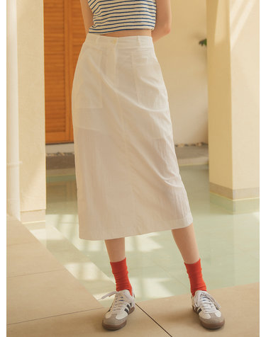 SIST9024 나일론 퍼티그 스커트_White
