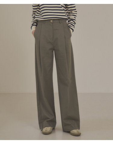 SIPT7093 원턱 와이드 치노 팬츠_Khaki gray