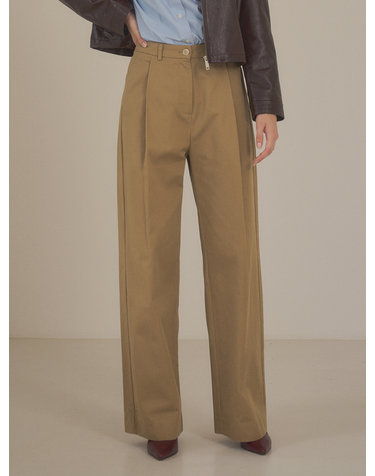 SIPT7093 원턱 와이드 치노 팬츠_Camel beige