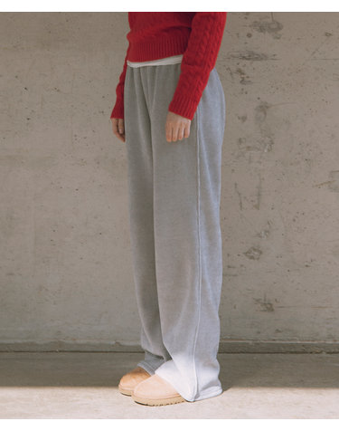 SIPT7097 기모 골지 스웻 팬츠_Melange gray