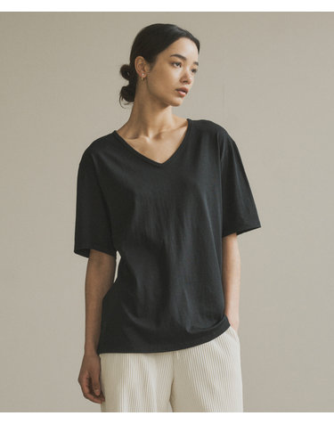 SITP5136 루즈핏 브이넥 반팔티_Black