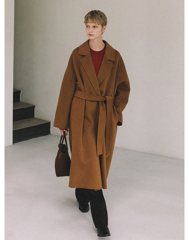 SIOT4129 캐시미어 블렌드 핸드메이드 코트_Camel brown
