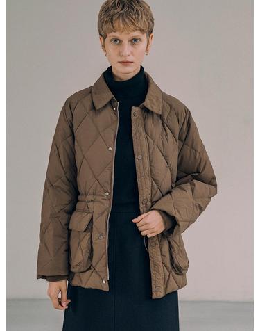 SIOT4127 덕다운 퀼팅 헌팅 자켓_Khaki brown
