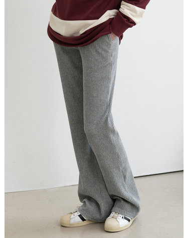 SIPT7094 벨로 골지 부츠컷 밴딩 팬츠_Melange gray