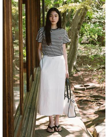 SIST9049 미니멀 에어리 롱 스커트_White