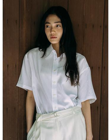 SITP5195 포인트 카라 루즈 핏 반팔 셔츠_White