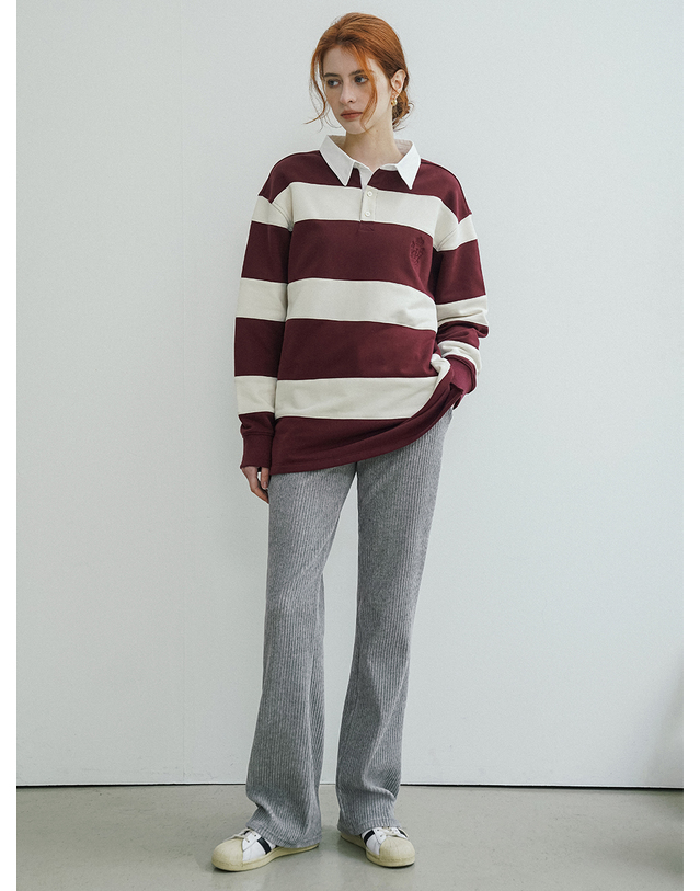 시야쥬 SIPT7094 벨로 골지 부츠컷 밴딩 팬츠_Melange gray 착용컷
