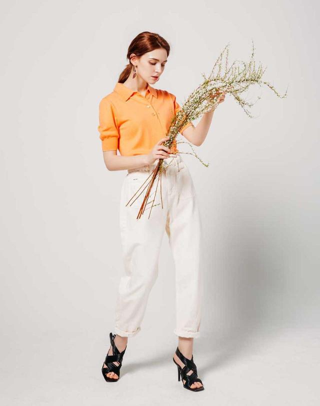 아이홀릭 와이드립 폴로니트 착용컷