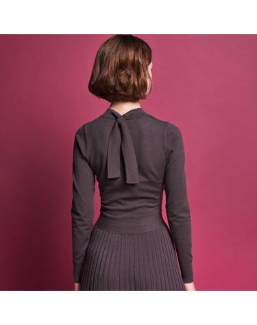 Neck Strap Flared rib knit dress